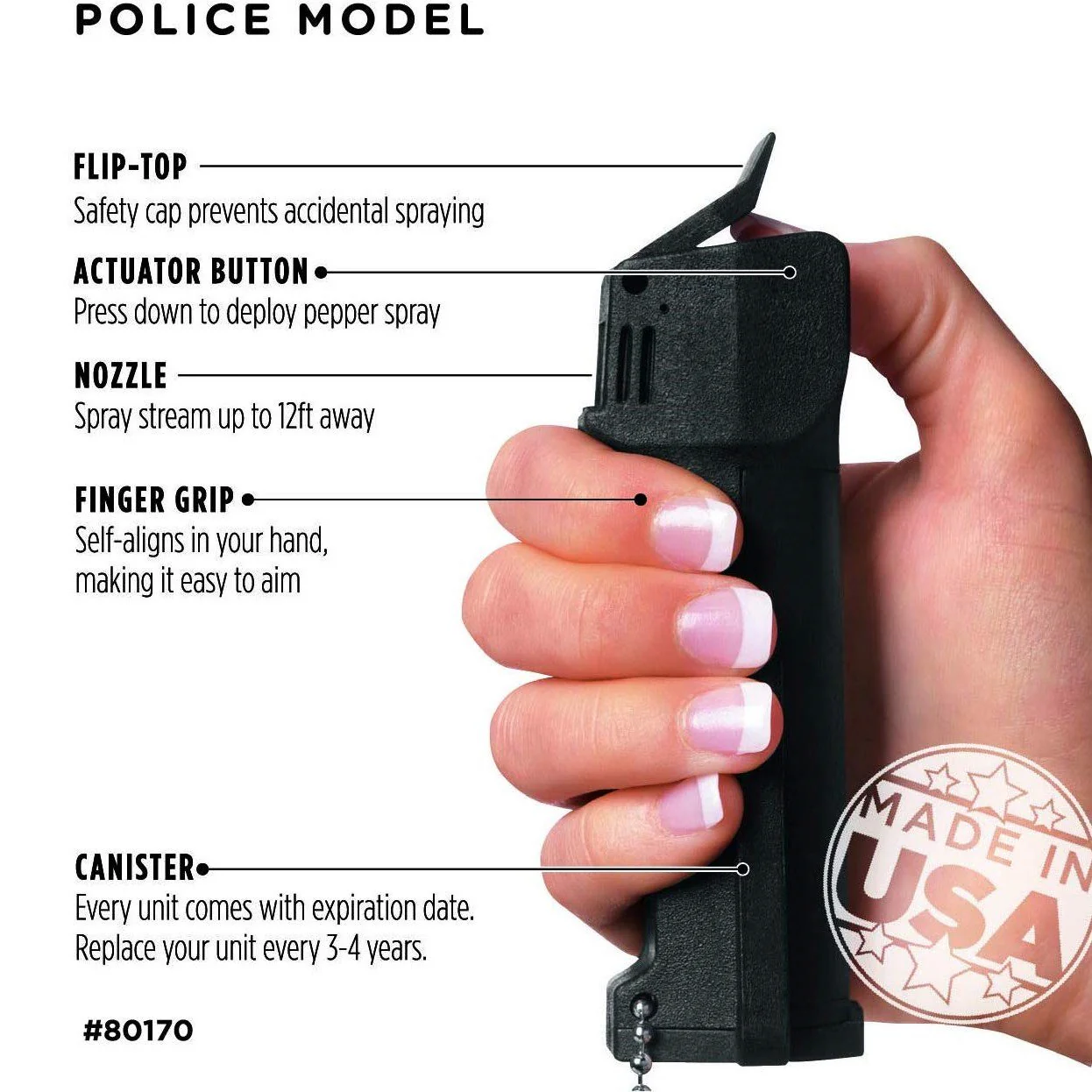 Mace Triple Action Police Pepper Spray 18g w/ Pocket Clip - Image 4