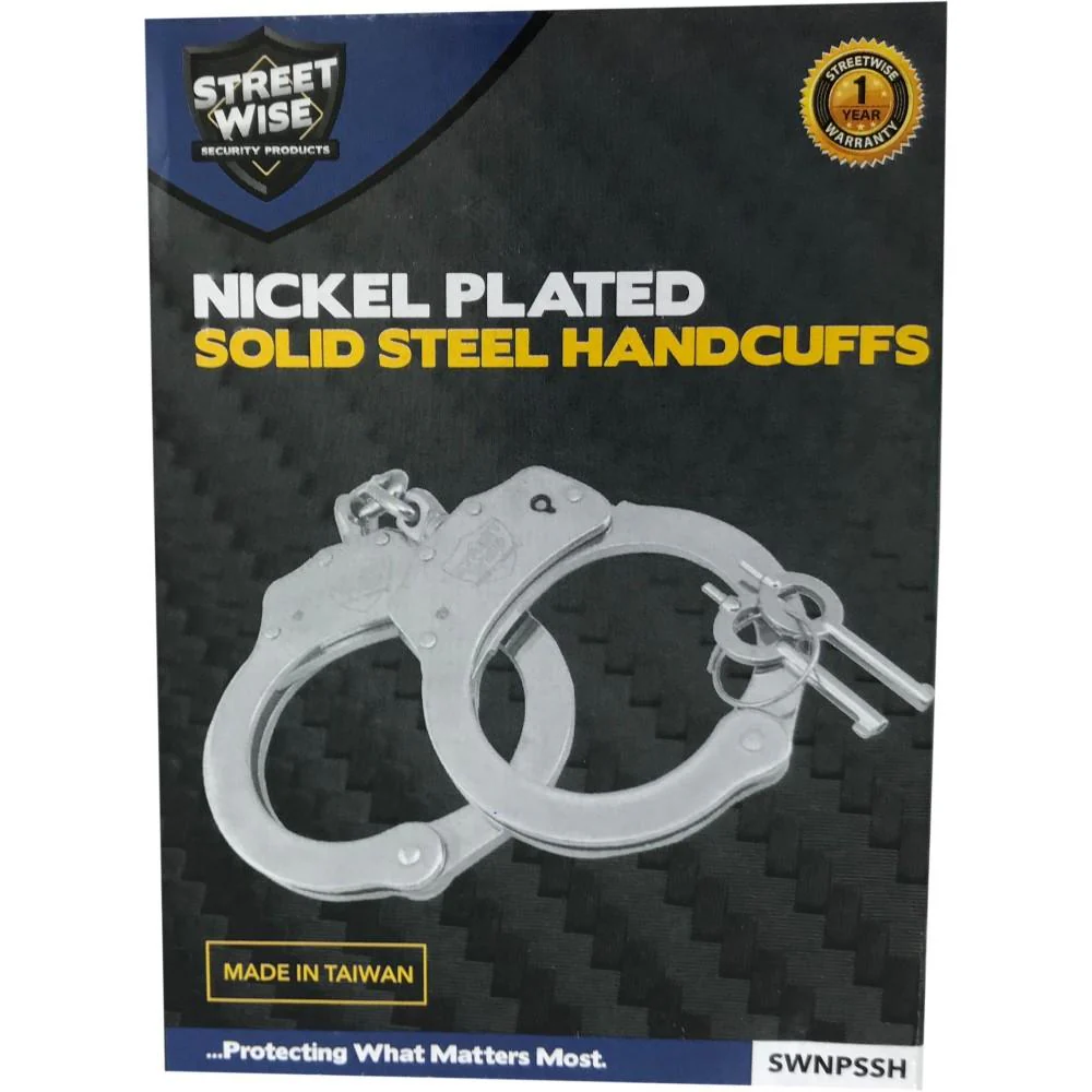 Streetwise Double Lock Solid Steel Handcuffs Nickel - Image 3